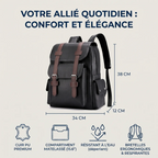 Infographie des dimensions en cm et caractéristiques de protection antichoc ordinateur du sac Linéa.