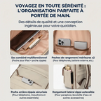 Détail des poches intérieures du sac à dos ordinateur femme Lotusia pour un rangement optimal
