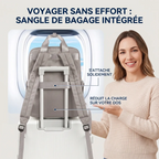 Détail de la sangle trolley du sac à dos ordinateur femme Lyra sur une valise
