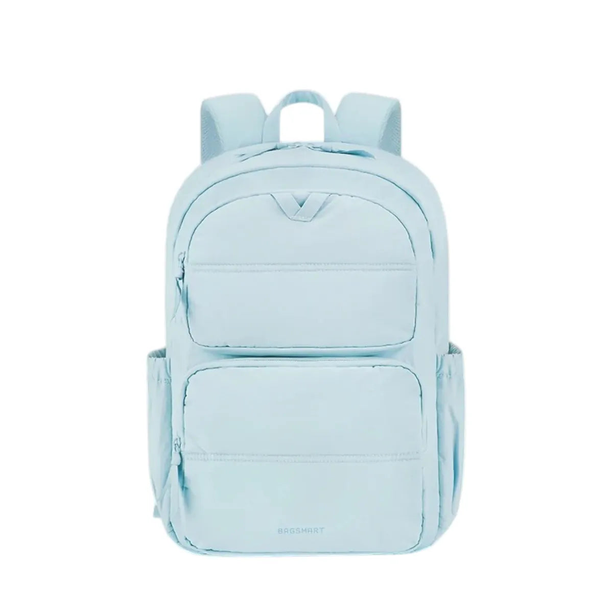 Sac à dos ordinateur femme Nuage bleu ciel pastel - Photo studio de face.