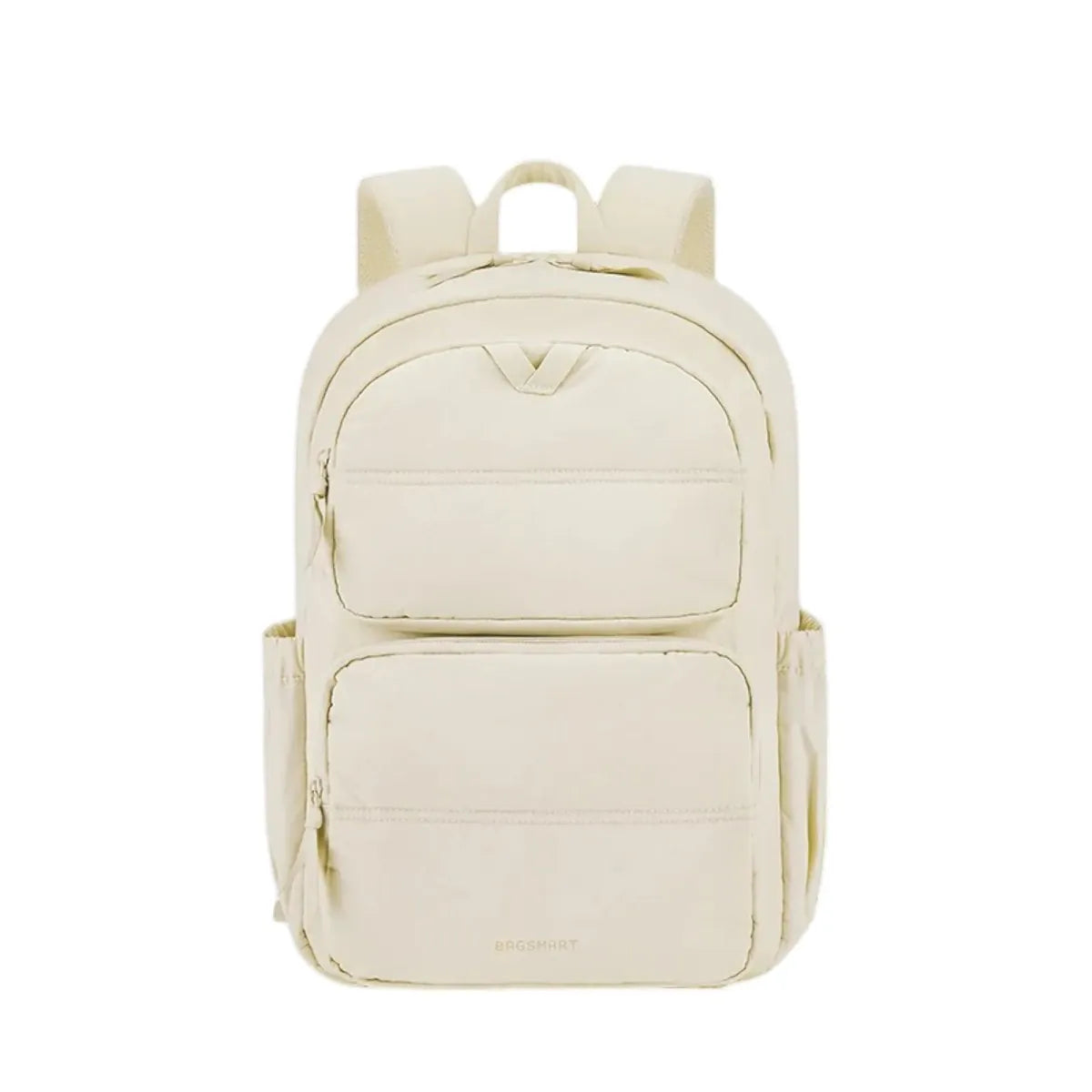 Sac à dos ordinateur femme Nuage crème épuré - Photo studio de face.