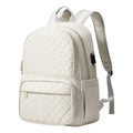 Version crème blanc cassé du sac à dos ordinateur femme Séléné avec fermetures dorées premium.
