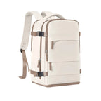 Sac à dos ordinateur femme Sienne de Bureau Cosy, coloris crème et finitions marron chocolat sur fond blanc.