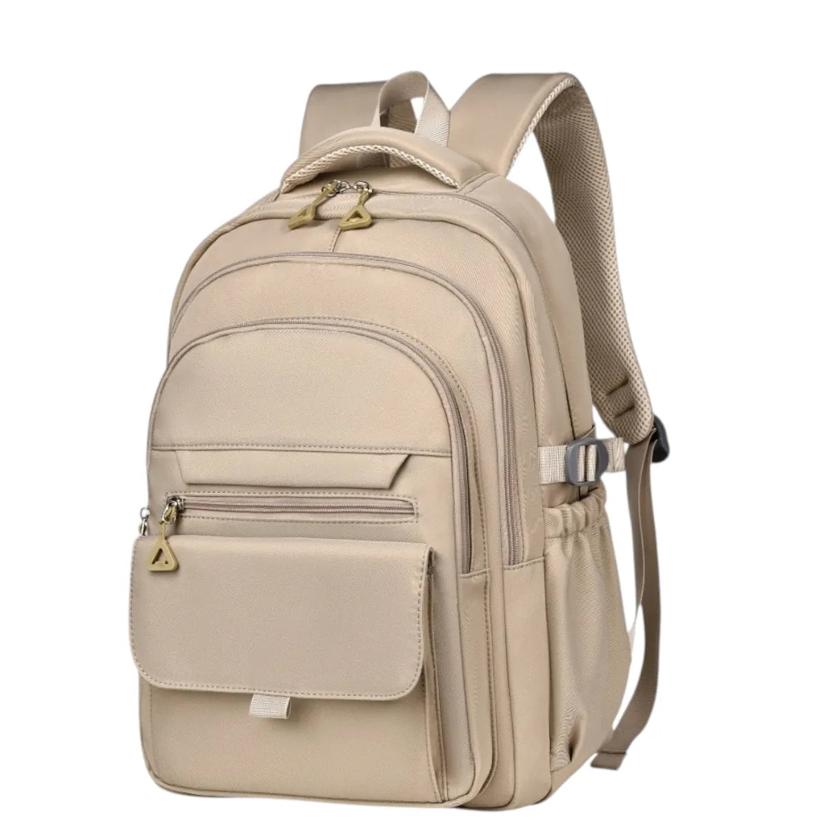 Sac à dos ordinateur femme Sillage 9011 de couleur beige, vue de face trois-quarts pour un style business chic.