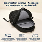 Vue intérieure de l'organisation intuitive du sac à dos ordinateur femme Sillage 9011 et son compartiment matelassé 15,6 pouces.