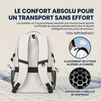 Détail de l'ergonomie et du dos respirant en nid d'abeille du sac à dos ordinateur femme Urbana