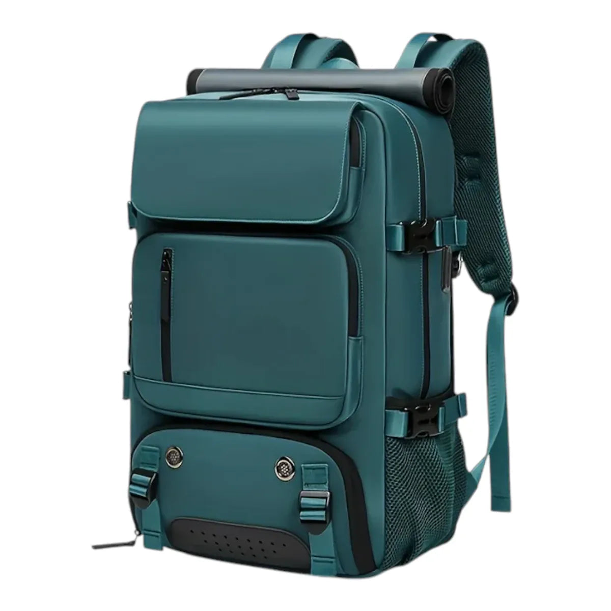 Sac à dos ordinateur femme Viatrix coloris Bleu Pétrole, vue de trois quarts sur fond blanc.
