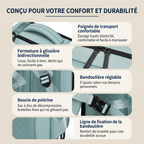 Zoom technique sur la poignée confort et les boucles de poitrine du sac à dos ordinateur femme Viatrix.