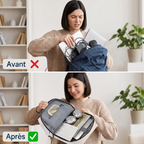 Comparatif avant/après du rangement avec le sac à dos ordinateur femme Zéphira