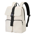 Sac à dos ordinateur femme Zéphira beige vu de face sur fond blanc