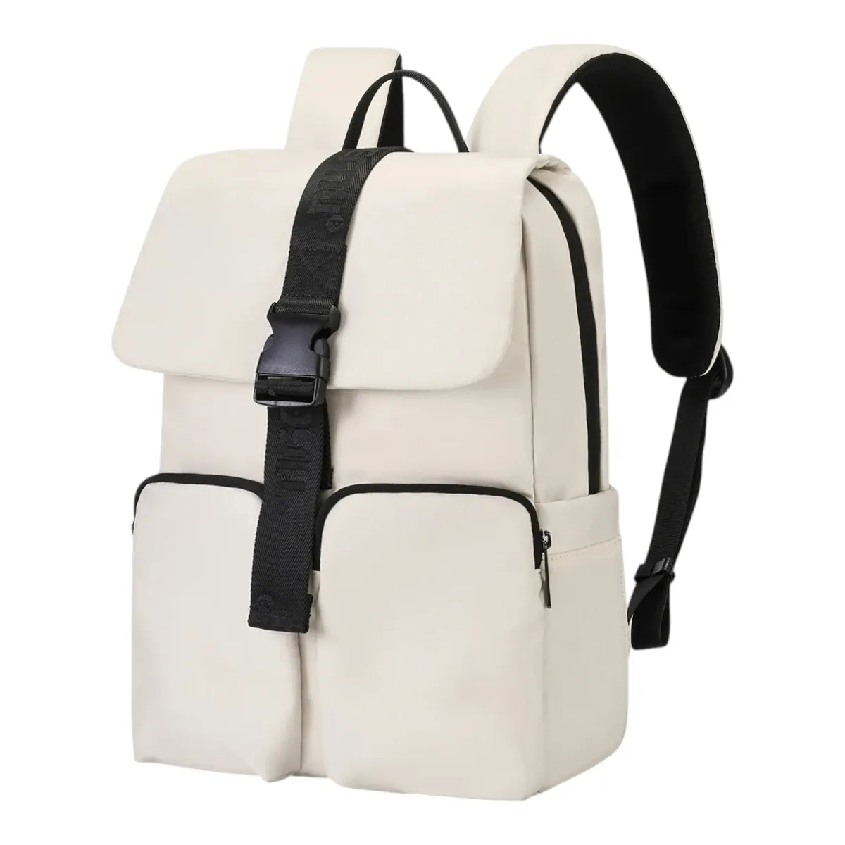 Sac à dos ordinateur femme Zéphira beige vu de face sur fond blanc