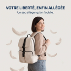 Démonstration de la légèreté du sac à dos ordinateur femme Zéphira avec des plumes