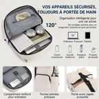 Organisation intérieure et poches du sac à dos ordinateur femme Zéphira