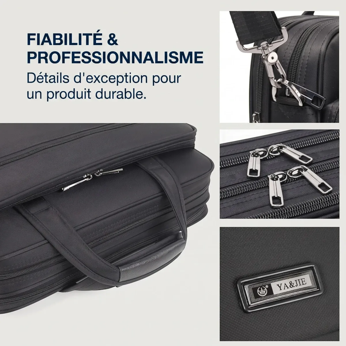 Polyvalent comme un sac à dos ordinateur - Porte-documents FlexoMax détails et zips haute qualité