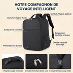 Infographie du sac à dos ordinateur homme AeroStream détaillant l'imperméabilité, le confort et les poches.