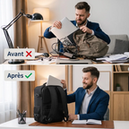 Comparatif avant et après rangement avec le sac à dos ordinateur homme AeroVault