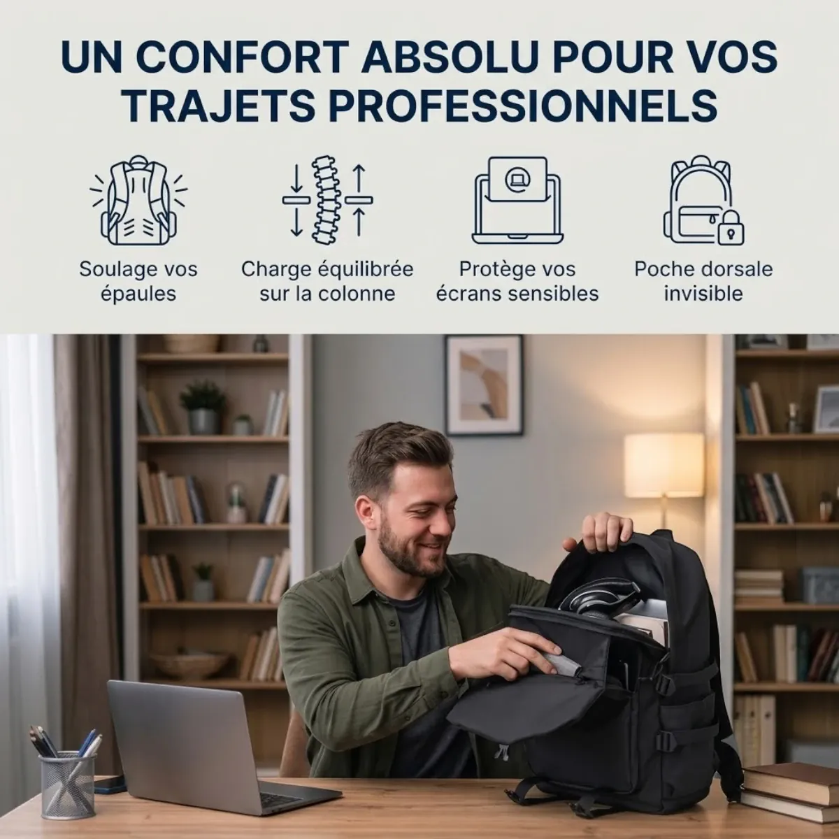 Bénéfices et confort ergonomique du sac à dos ordinateur homme Asymek