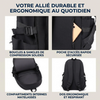 Détails, finitions et poches du sac à dos ordinateur homme Asymek