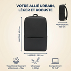 Infographie des dimensions et caractéristiques clés du Sac à dos ordinateur homme Classic Business V2.
