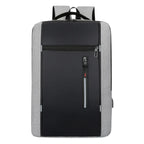Sac à dos ordinateur homme ErgoStride gris et noir, vue de face sur fond épuré.