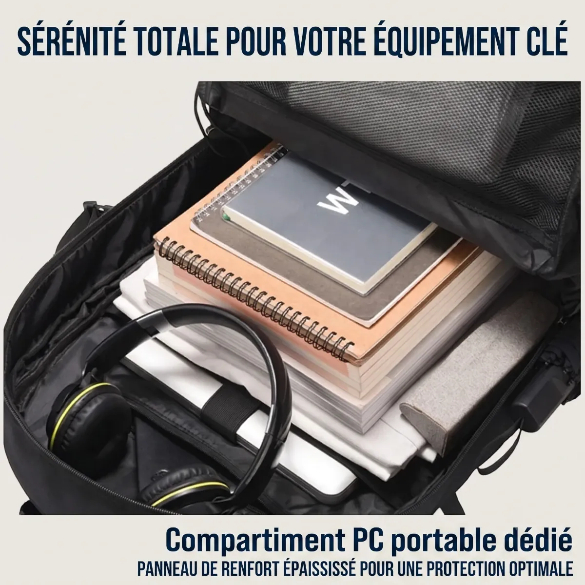 Compartiment matelassé pour ordinateur dans le sac à dos ordinateur homme Flexium