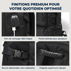 Finitions extérieures, port USB et poignée renforcée du sac à dos ordinateur homme Flexium