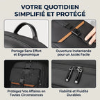 Détails techniques, tissu imperméable et finitions haut de gamme du sac à dos ordinateur homme HK-Stratum