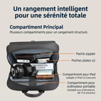 Rangement intérieur intelligent et compartiments du sac à dos ordinateur homme HK-Stratum