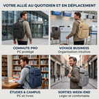Polyvalence d'utilisation du sac à dos ordinateur homme JetLayer pour travail, voyage et études