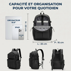 Schema des dimensions et compatibilité PC 15,6 pouces du sac à dos ordinateur homme JetLayer