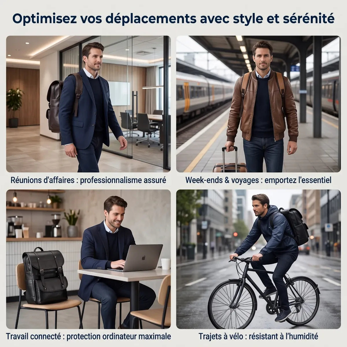 Scénarios d'utilisation du sac à dos ordinateur homme Kensington Pro