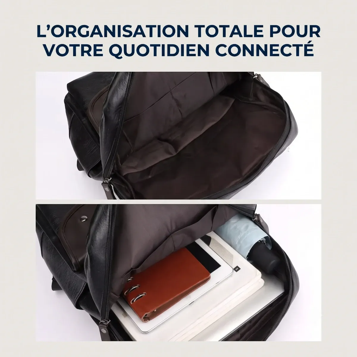 Organisation et compartiments du sac à dos ordinateur homme Kensington Pro