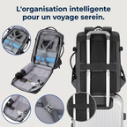Sac à dos ordinateur homme MetroMorph fixé sur valise trolley et compartiments voyage