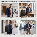 Grille des cas d'utilisation business, coworking et voyage du sac à dos ordinateur homme Onyxium