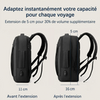Extension de 5cm offrant 30% de volume en plus sur le sac à dos ordinateur homme UrbanShift