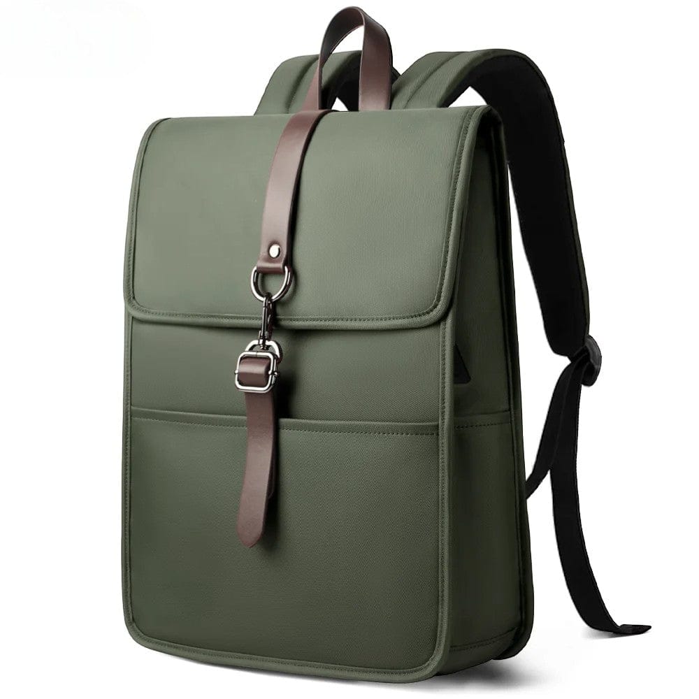 Sac à dos ordinateur Mixte HK-SHAPE 15,6 pouces coloris vert, design vintage et connecté.