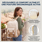 Schéma explicatif du soutien dorsal et des bretelles respirantes du sac à dos ordinateur portable femme Lévia PRO.