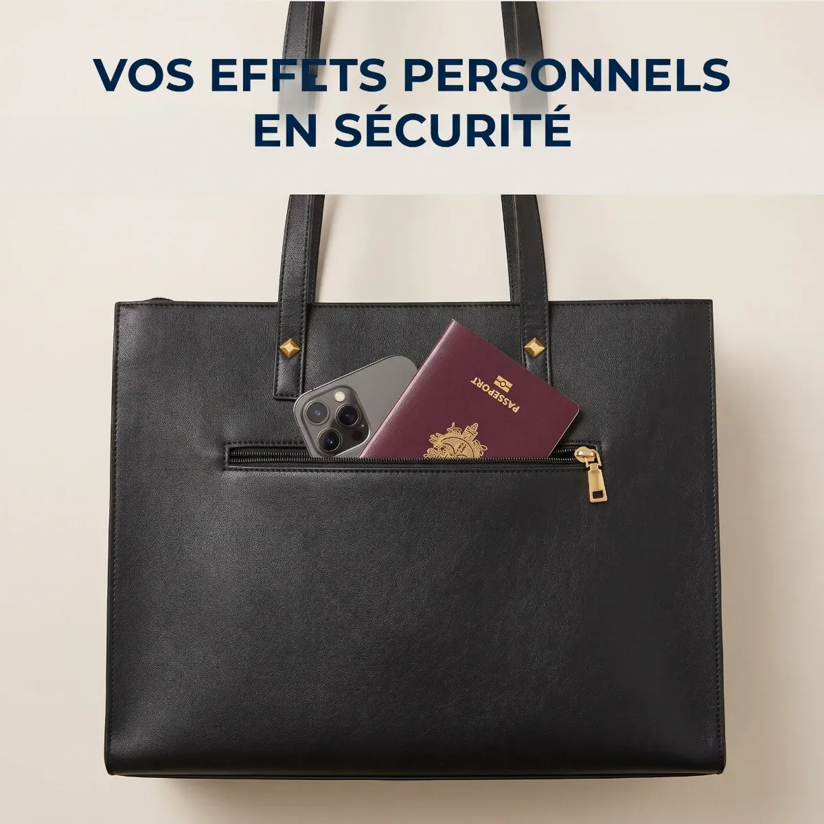 Poche arrière zippée sécurisée du sac à main ordinateur femme Envolia avec téléphone et passeport