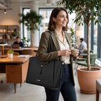 Sac à main ordinateur femme Altessa porté à l'épaule dans un cadre professionnel