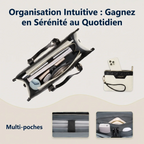 Sac à main ordinateur femme Gemi - Vue intérieure détaillée, multi-poches, compartiment PC et accessoires