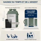 Dimensions exactes en centimètres du sac à dos cabine Nomad Pro 40 et sa compatibilité PC portable 15,6 pouces.