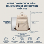 Dimensions précises en cm et références de tailles du sac à dos ordinateur femme Duna.