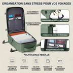 Détails des rangements sécurisés et du compartiment à chaussures isolé du sac de voyage Nomad Pro 40.