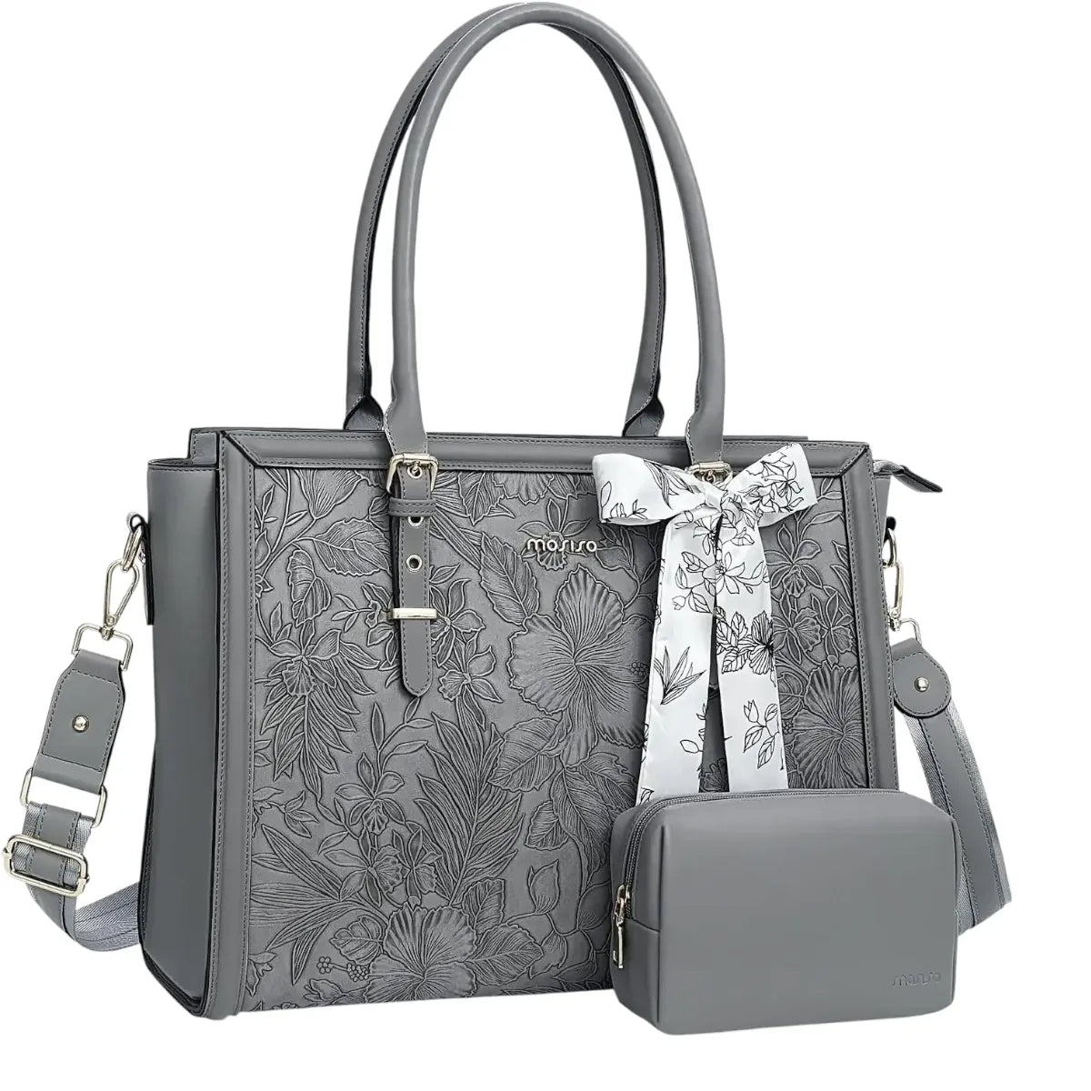 Sac ordi femme Floralys gris souris, idéal pour le flex-office et les rendez-vous d'affaires.