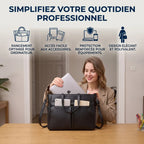 Infographie montrant les bénéfices du sac ordi femme Optima