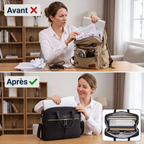 Comparatif organisation d'un sac ordi femme classique vs Sérénia