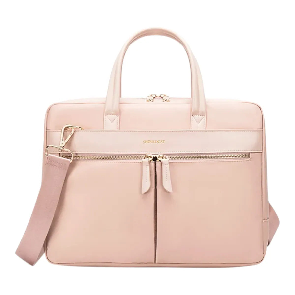 Sac ordi femme Sérénia rose poudré avec compartiment matelassé et détails dorés
