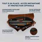 Compartiments intérieurs du sac ordi Twinora, surpassant l'organisation des sacoches ordinateur classiques.