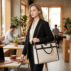 Femme active portant la sacoche ordinateur femme Duetto en bandoulière au quotidien
