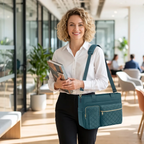 Femme portant le sac ordinateur femme Versalia en environnement professionnel